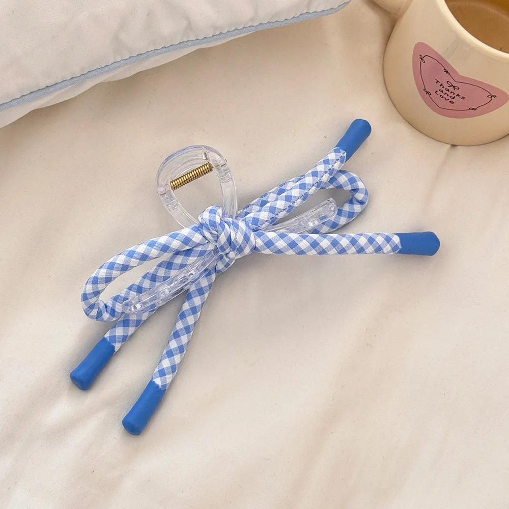 Elegant Blue Plaid Hair Clip