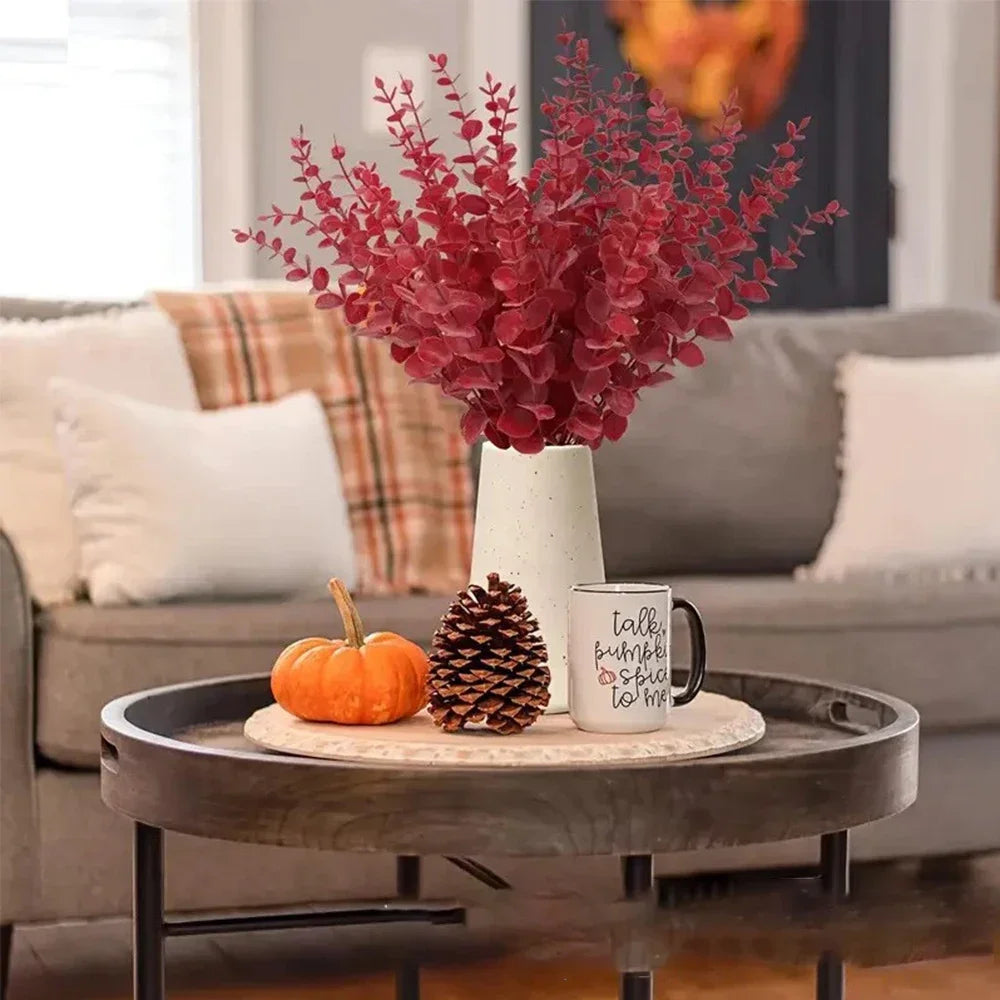 10pc Artificial Eucalyptus Leaves Eucalyptus Stems for Home Flowers Bouquet Centerpiece Wedding Decoration Christmas Decor