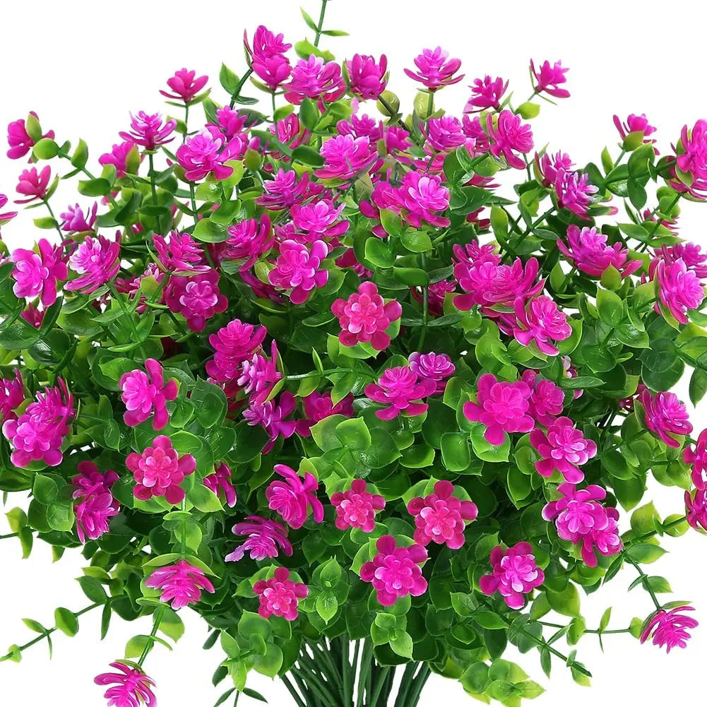 4pcs Artificial Flowers UV Resistant Greenery Plants for Garden Kitchen Decor Wedding Home Living Room Decoration Fake Flowers