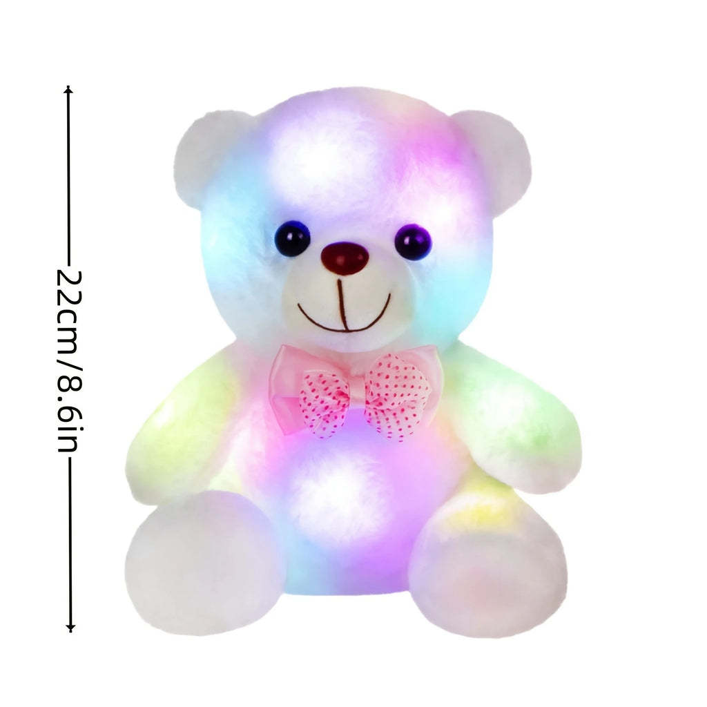 22cm Luminous Bear Teddy Stuffed Doll With Led  Cute Animal Soft Plush Toy Nightlight Glow Sensory Toys Gift For Kids