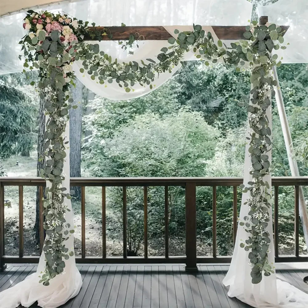 1.8m Artificial Flowers Eucalyptus Garland Greenery Fake Hanging Vines for Weddings Home Garden Outdoor Garden Arch Wall Decor
