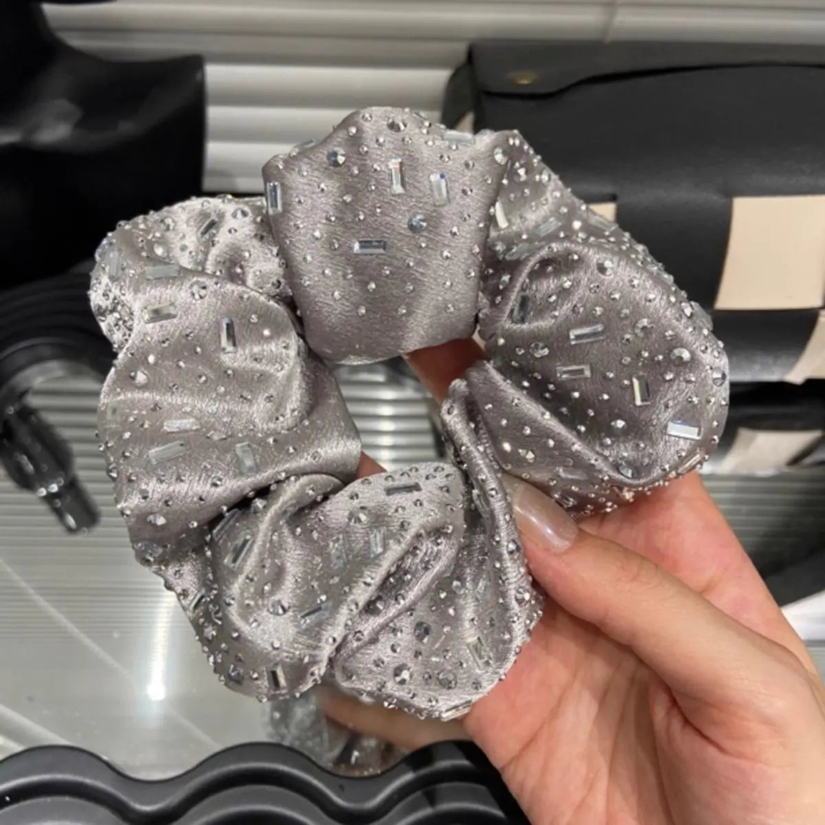 Wide Rhinestone scrunchie