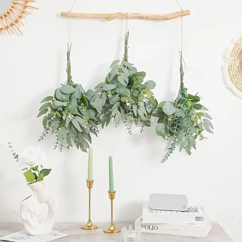 50PCS Artificial Flowers Bouquets Mixed Eucalyptus Leaves Willow Silver Eucalyptus Cuttings for Wedding Floral DIY Home Decor