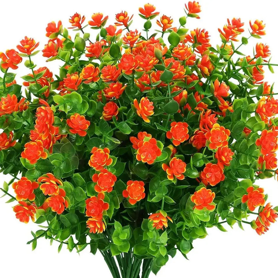 4pcs Artificial Flowers UV Resistant Greenery Plants for Garden Kitchen Decor Wedding Home Living Room Decoration Fake Flowers