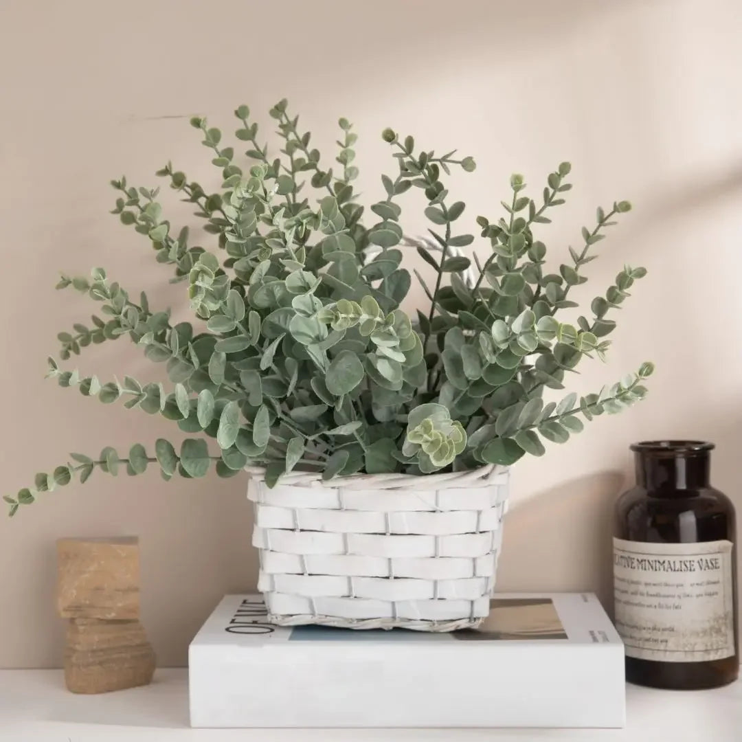 10pcs 38cm Eucalyptus Stems Artificial Eucalyptus Leaves for Home Flowers Bouquet Centerpiece Wedding Decoration Christmas Decor