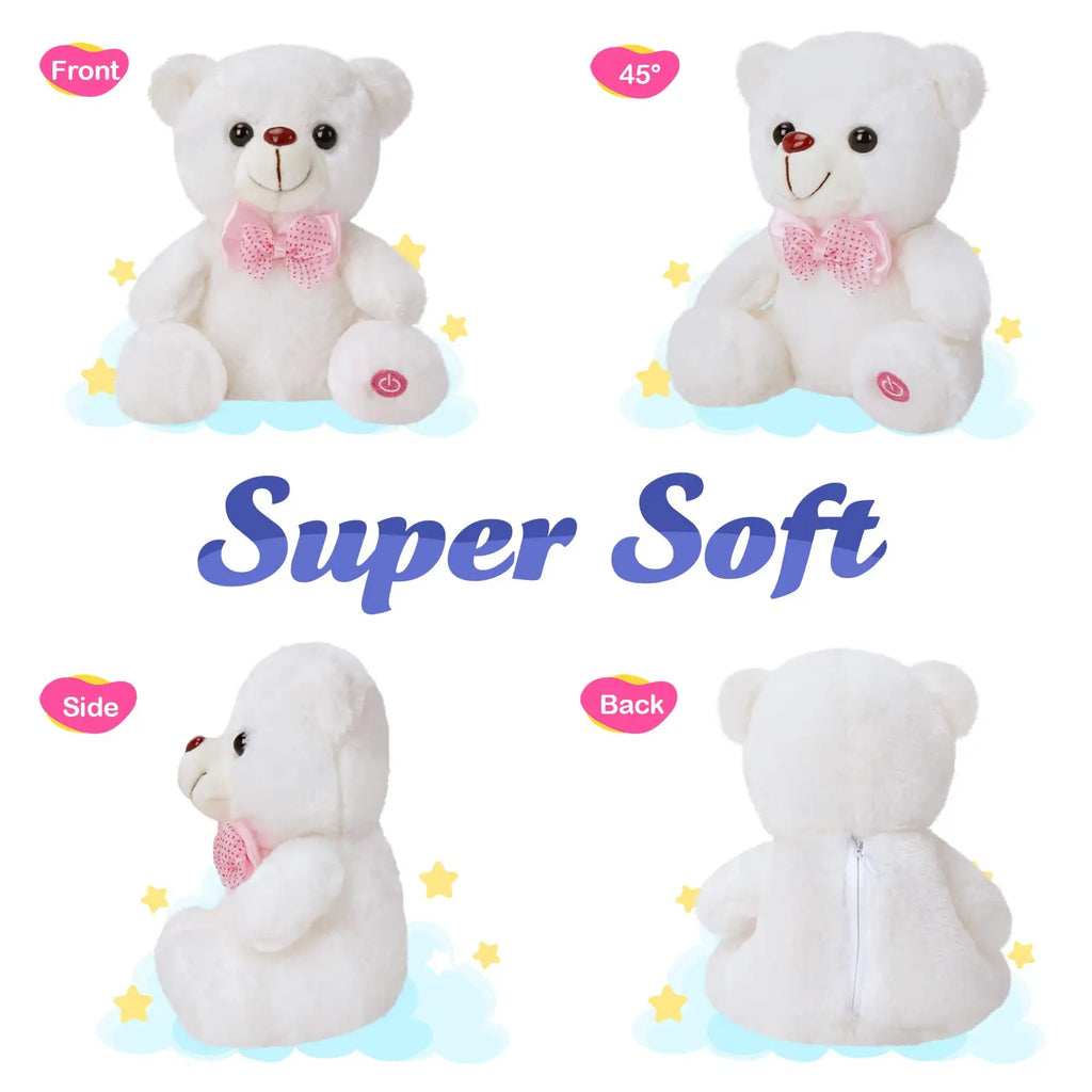 22cm Luminous Bear Teddy Stuffed Doll With Led  Cute Animal Soft Plush Toy Nightlight Glow Sensory Toys Gift For Kids