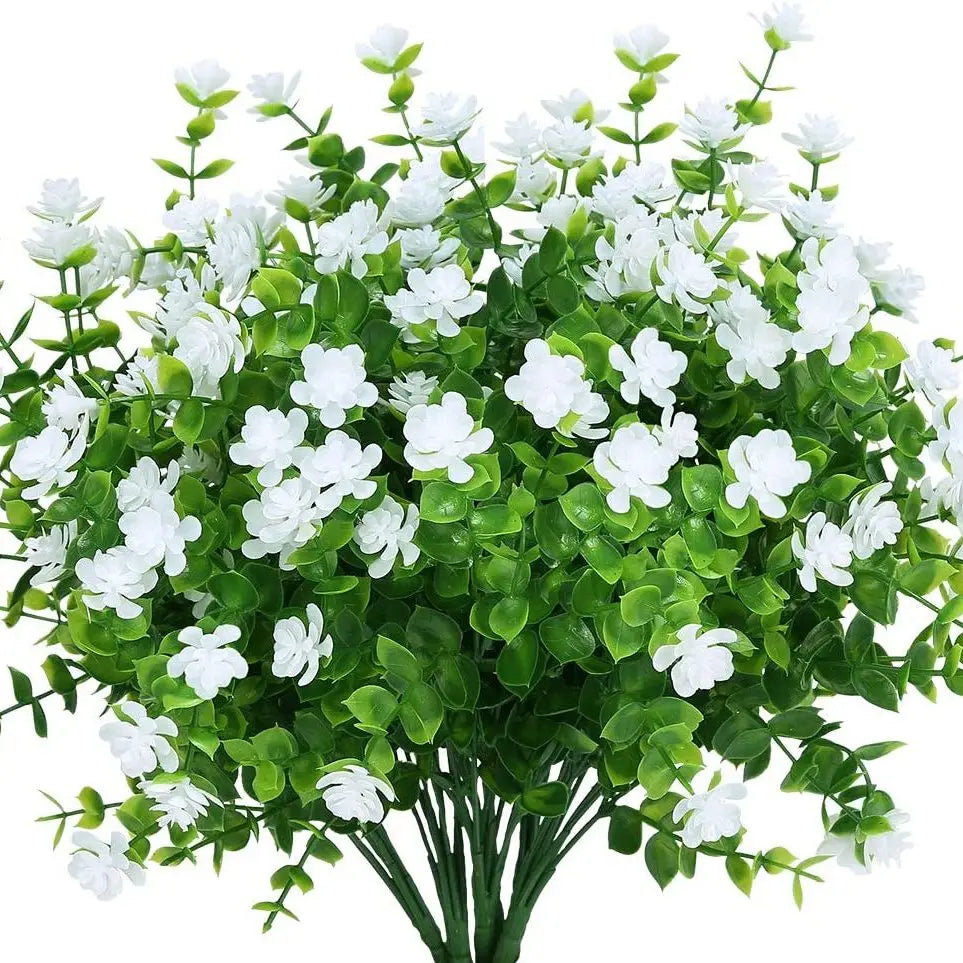 4pcs Artificial Flowers UV Resistant Greenery Plants for Garden Kitchen Decor Wedding Home Living Room Decoration Fake Flowers