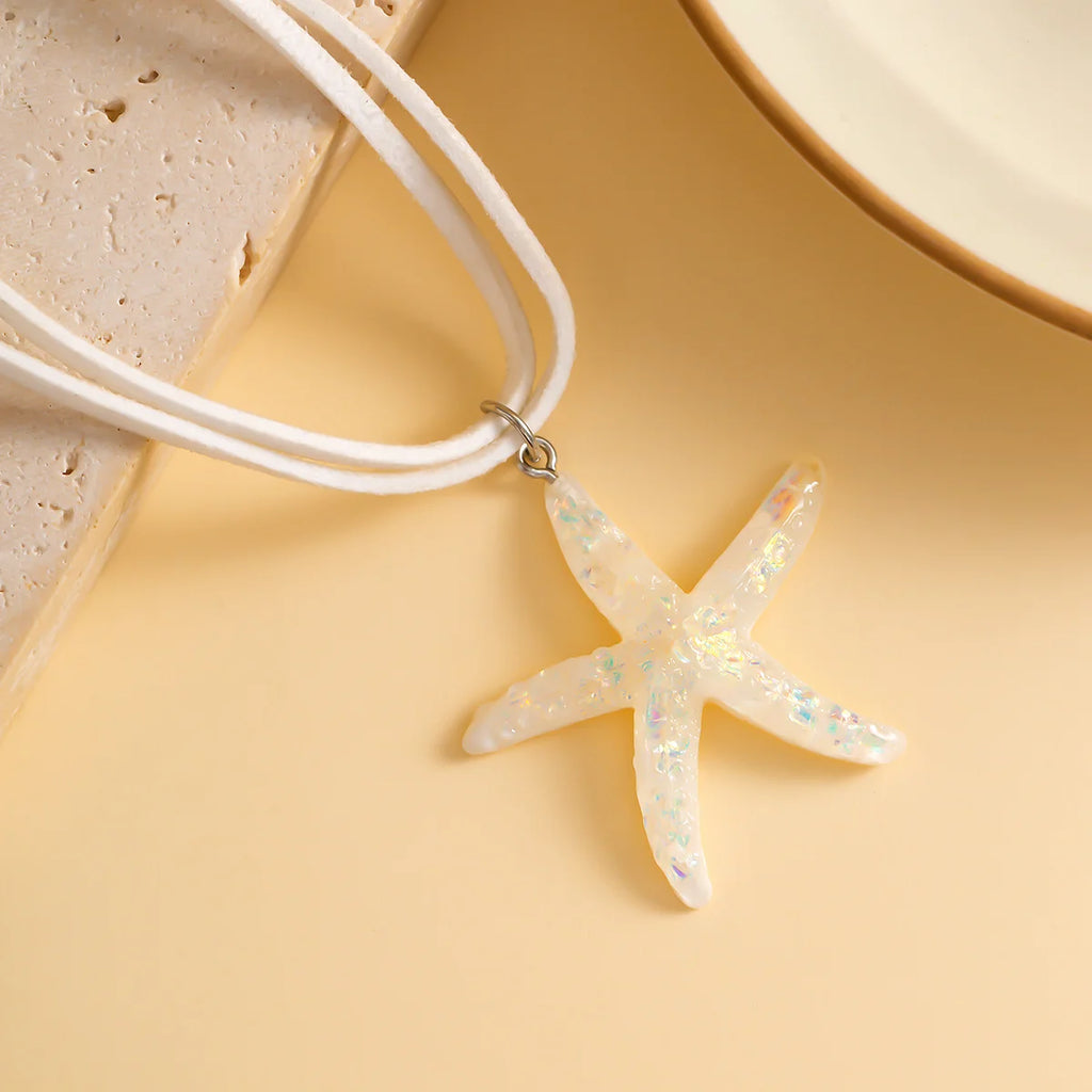 y2k Large Resin Starfish Pendant Necklace for Women Trendy Summer Beach Vacation Jewelry on Neck 2023 Fashion Accessories Female