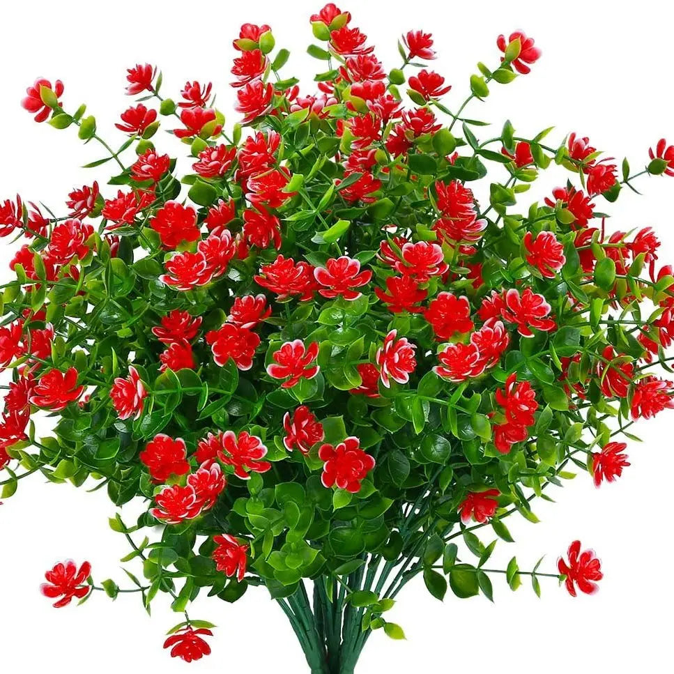 4pcs Artificial Flowers UV Resistant Greenery Plants for Garden Kitchen Decor Wedding Home Living Room Decoration Fake Flowers