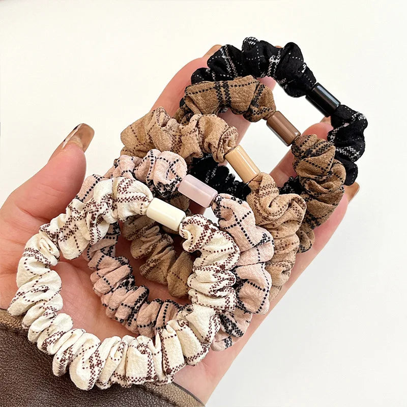 5pc plaid elastic hair bands