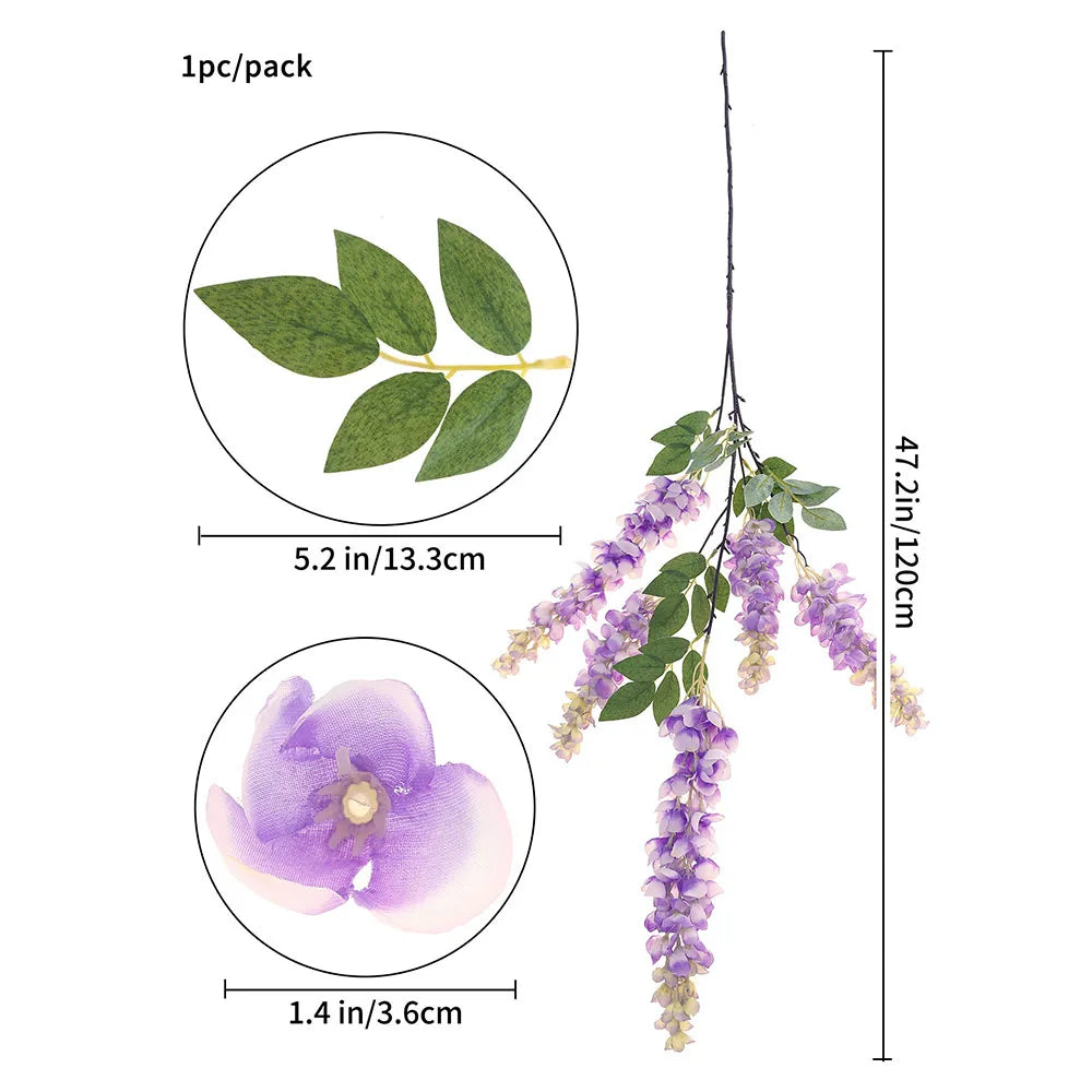40'' Giant Wisteria Artificial Flowers Fake Wisteria Floral Hanging Plant Garland for Home Party Floor Wedding Arrangement Decor