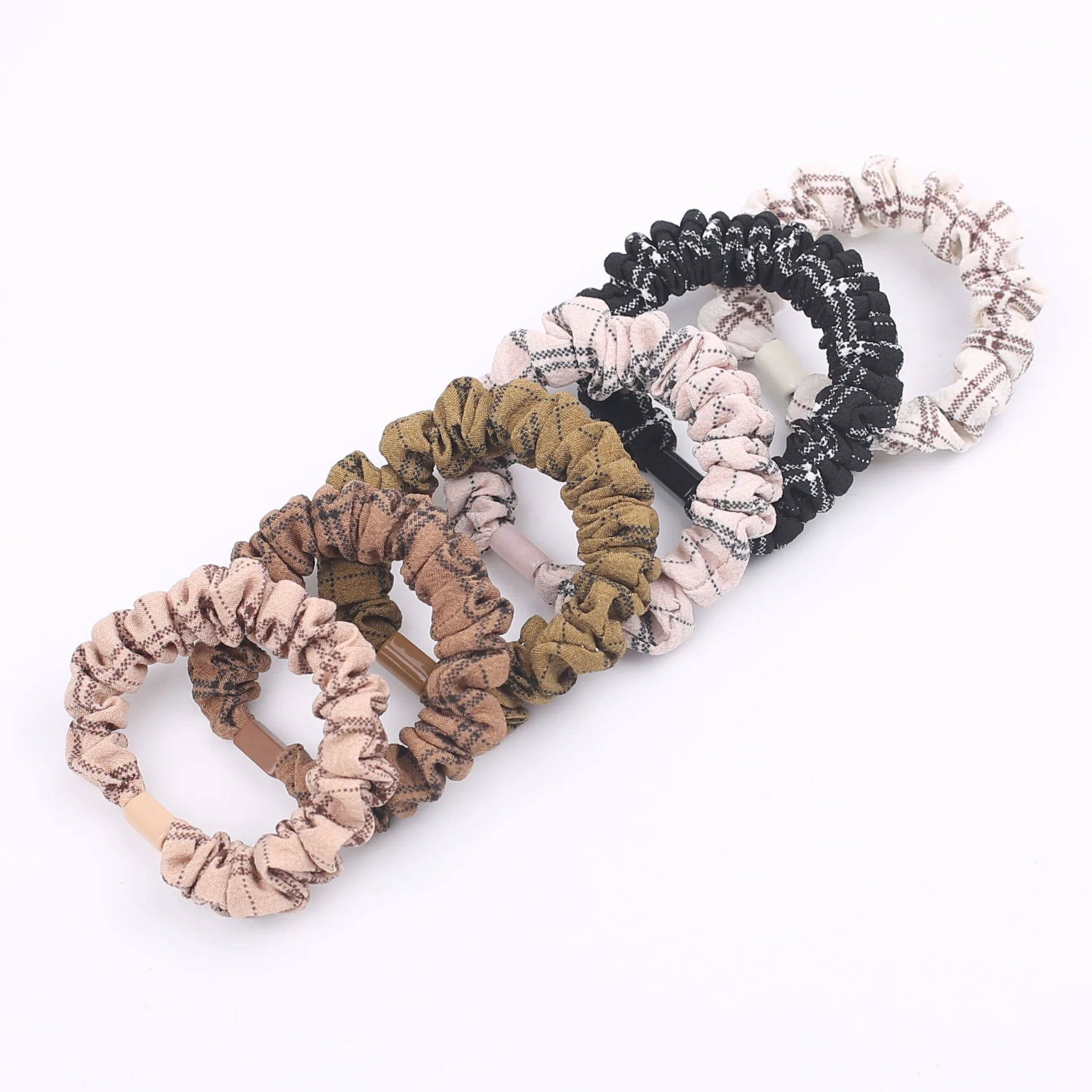 5pc plaid elastic hair bands