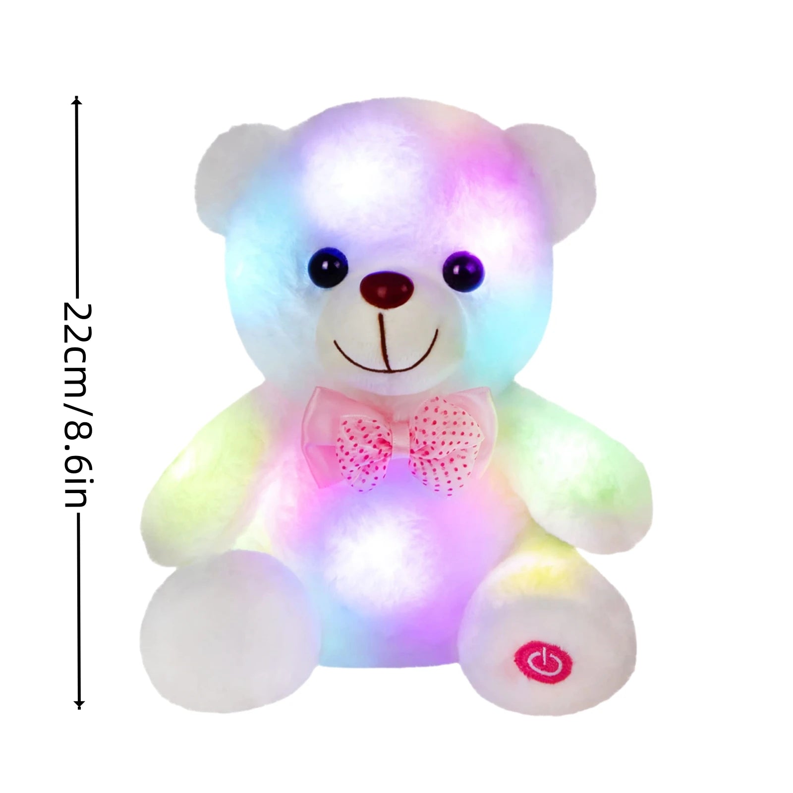 22cm Luminous Bear Teddy Stuffed Doll With Led  Cute Animal Soft Plush Toy Nightlight Glow Sensory Toys Gift For Kids