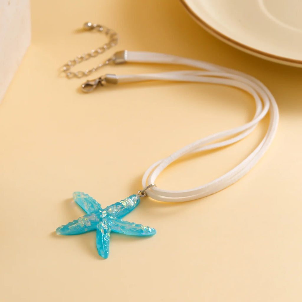 y2k Large Resin Starfish Pendant Necklace for Women Trendy Summer Beach Vacation Jewelry on Neck 2023 Fashion Accessories Female