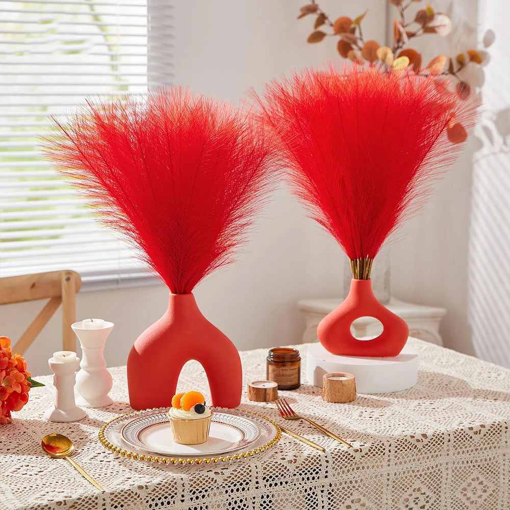 20PCS Artificial Faux Bulk Pampas Grass 55CM Boho Decor Flower Fake Plant Fluffy Reed Wedding Party Home Room Decoration Flowers