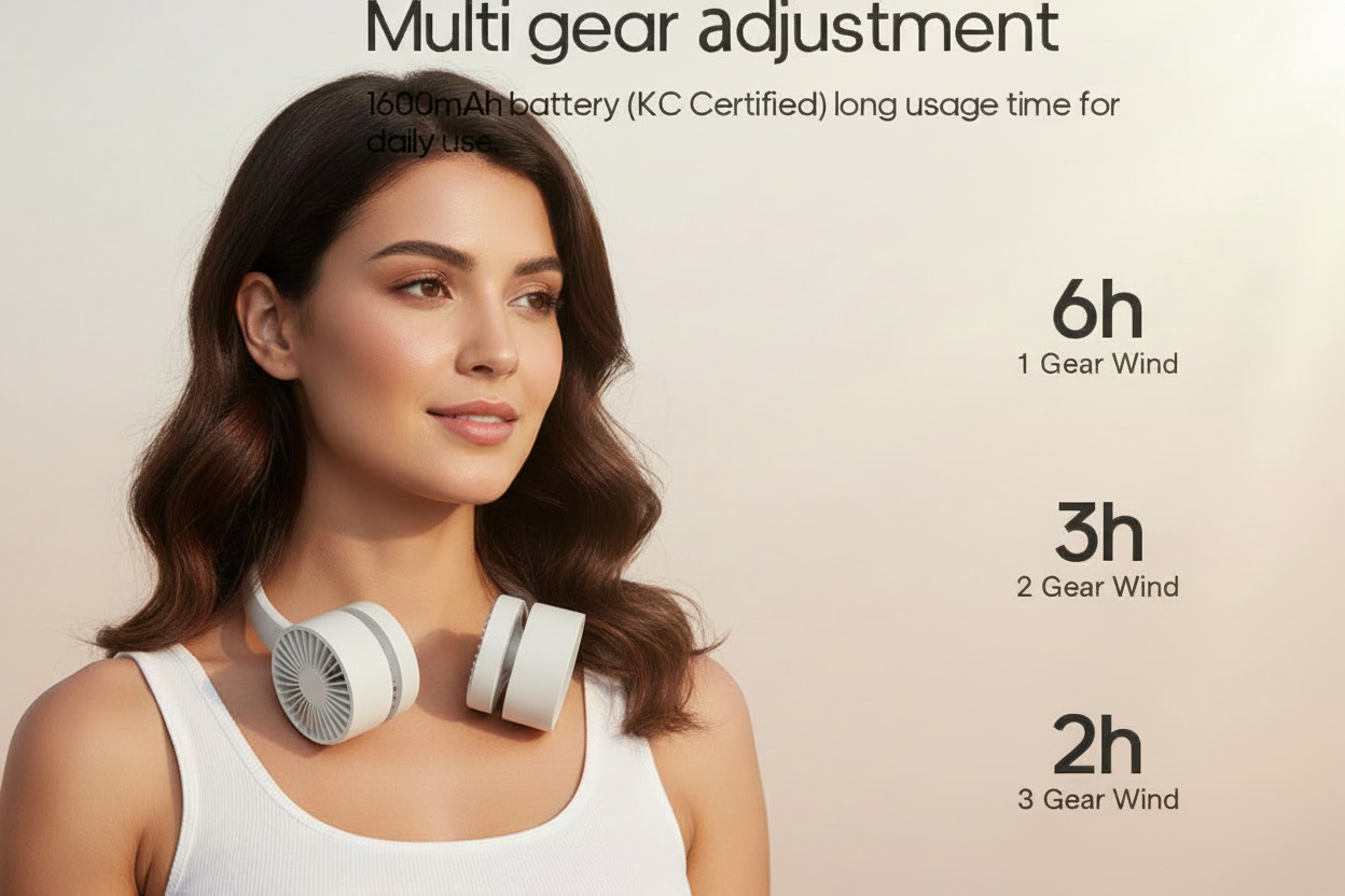 Gleelush 2026 Foldable Hands-Free 360 Neck Fan