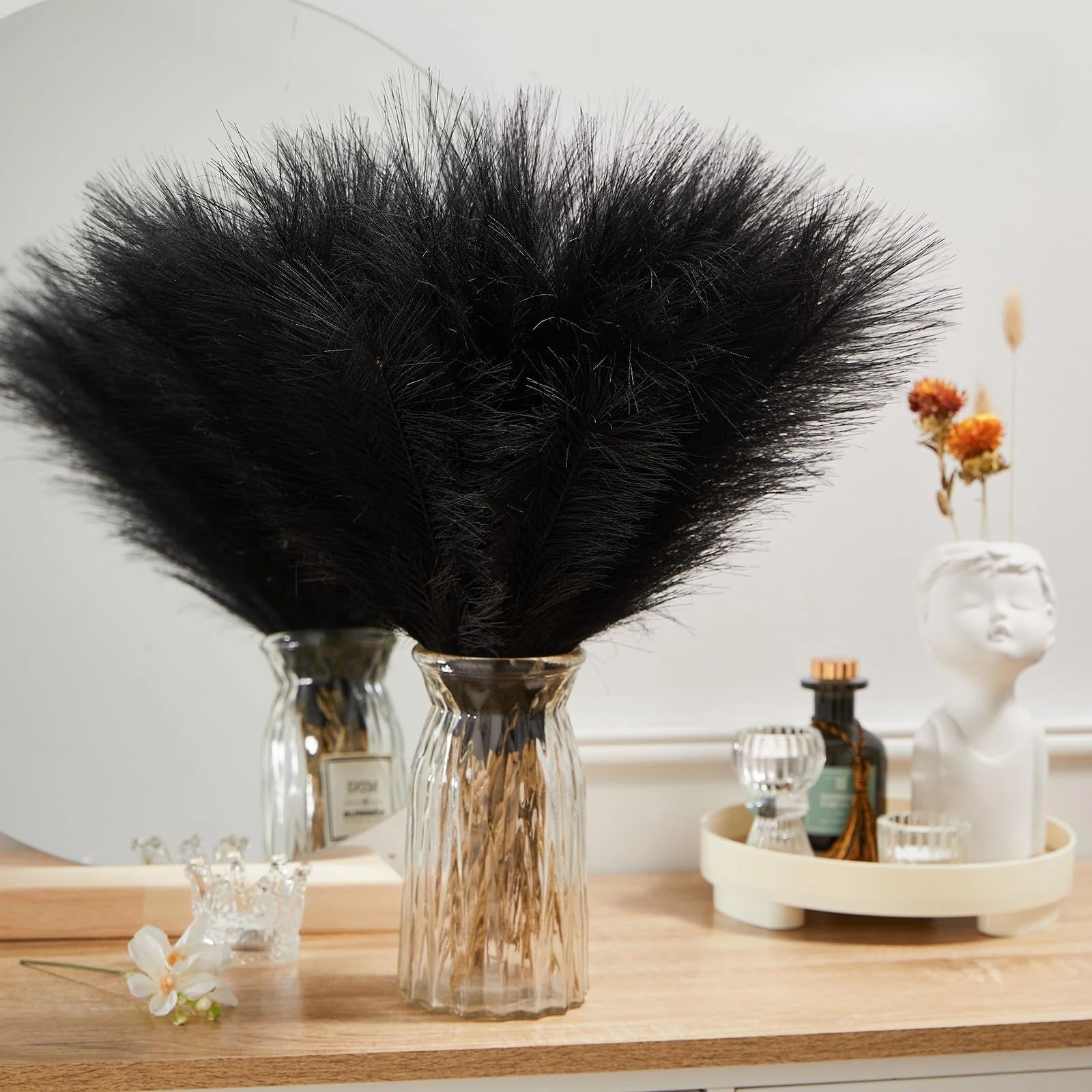 20PCS Artificial Faux Bulk Pampas Grass 55CM Boho Decor Flower Fake Plant Fluffy Reed Wedding Party Home Room Decoration Flowers