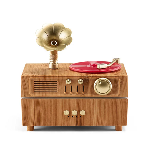 The Noir Phonograph — Bluetooth Aroma Diffuser with RGB Mood Light | Retro Gramophone Humidifier for Home & Office Desk