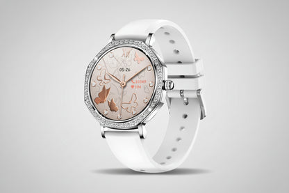 Gleelush AI Diamond Crown Watch – Luxury Gold Smartwatch for Women with AMOLED & Bluetooth Calling