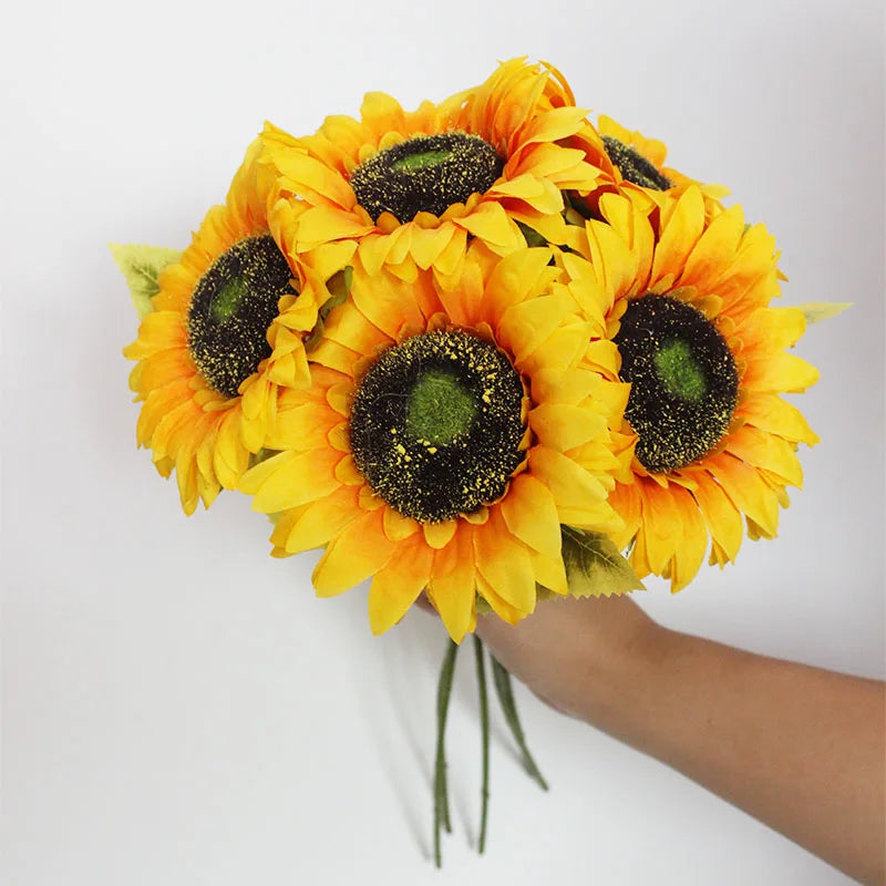 5/10PCS Artificial Sunflowers Bouquet Flowers Fake Decoration for Outdoor Garden Home Decor Wedding Graduation Party Flower