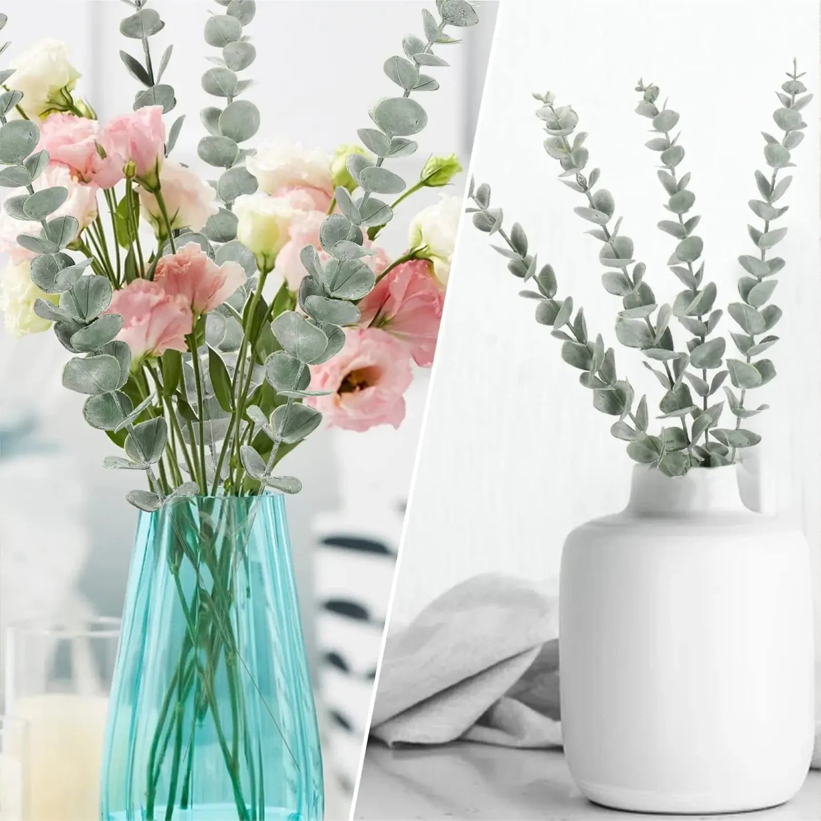 10pcs 38cm Eucalyptus Stems Artificial Eucalyptus Leaves for Home Flowers Bouquet Centerpiece Wedding Decoration Christmas Decor