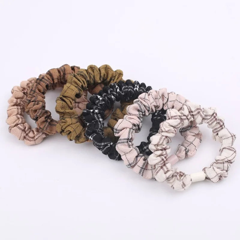 5pc plaid elastic hair bands