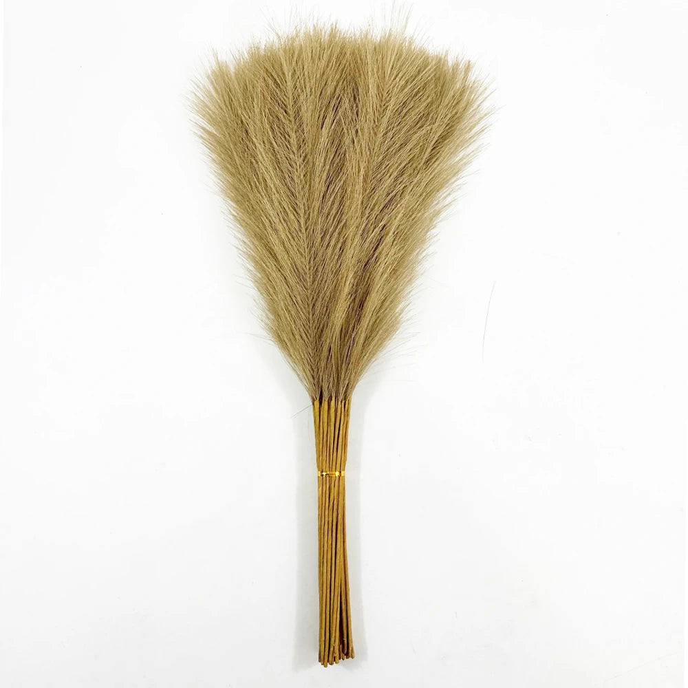 20PCS Artificial Faux Bulk Pampas Grass 55CM Boho Decor Flower Fake Plant Fluffy Reed Wedding Party Home Room Decoration Flowers