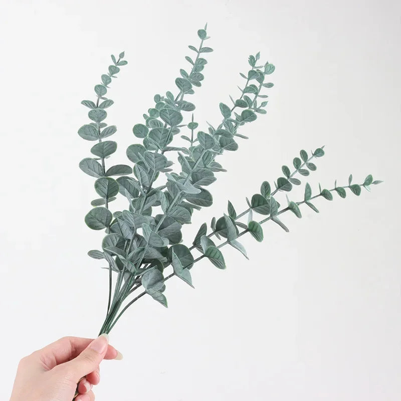 10pcs 38cm Eucalyptus Stems Artificial Eucalyptus Leaves for Home Flowers Bouquet Centerpiece Wedding Decoration Christmas Decor