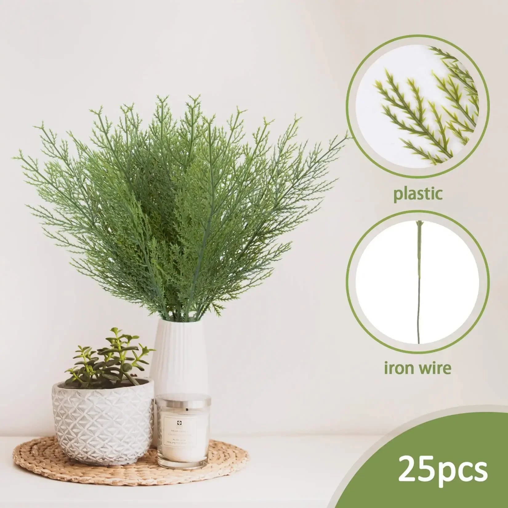 10pc Artificial Plants Pine Branches Evergreen Pines Leaves Sprigs Christmas Stem for DIY Wreath Gift Christmas Home Decorations