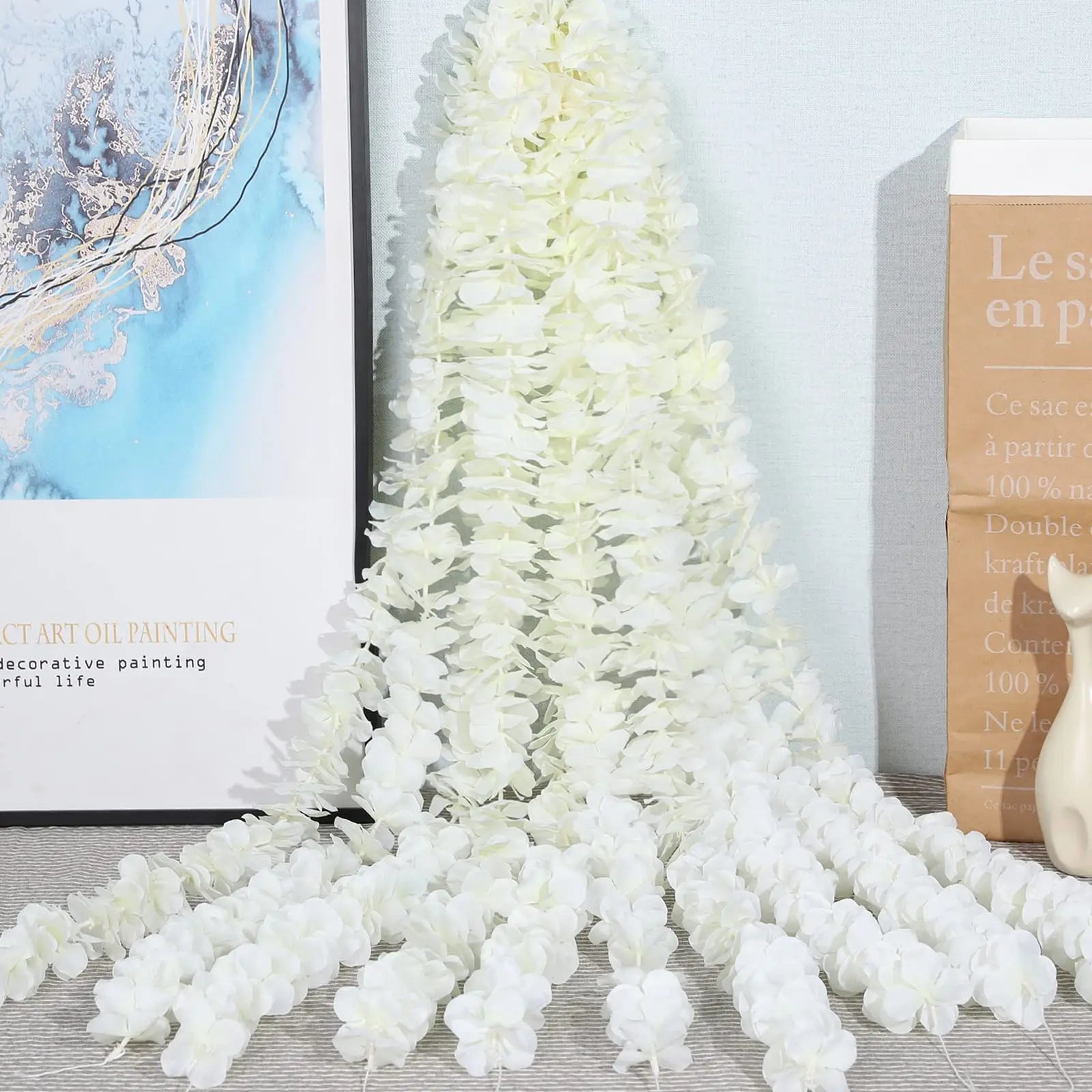 10PCS Artificial Wisteria Flowers Vine 29 Inch Long Tailing Silk Flower Strings for Wall Hanging Wedding Arch Party Home Decor