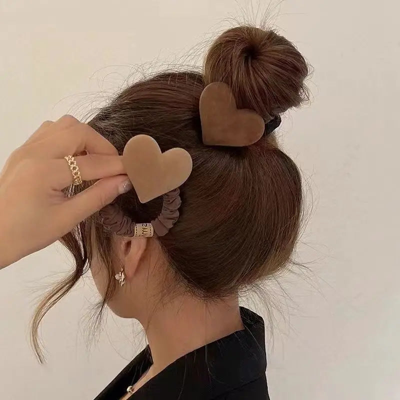 Coffee heart-shaped hair ties