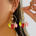 Vintage Asymmetrical Starfish Shell Pendant Earrings For Women Bohemian Irregular Stone Dripping Oil Metal Earring Beach Jewelry
