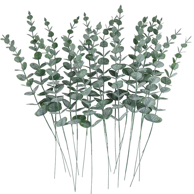 10pc Artificial Eucalyptus Leaves Eucalyptus Stems for Home Flowers Bouquet Centerpiece Wedding Decoration Christmas Decor