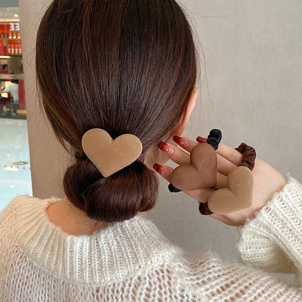 Coffee heart-shaped hair ties