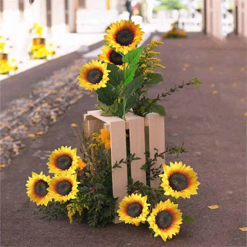 5/10PCS Artificial Sunflowers Bouquet Flowers Fake Decoration for Outdoor Garden Home Decor Wedding Graduation Party Flower
