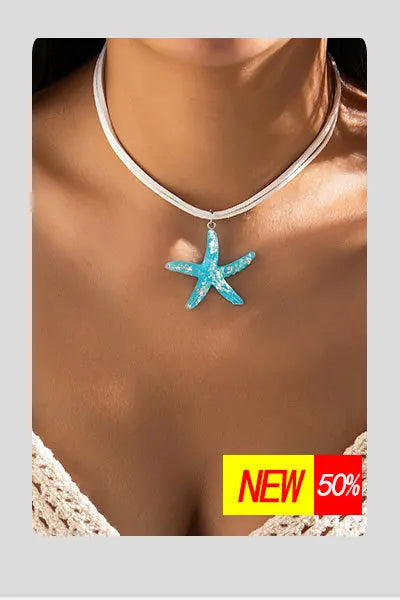 y2k Large Resin Starfish Pendant Necklace for Women Trendy Summer Beach Vacation Jewelry on Neck 2023 Fashion Accessories Female