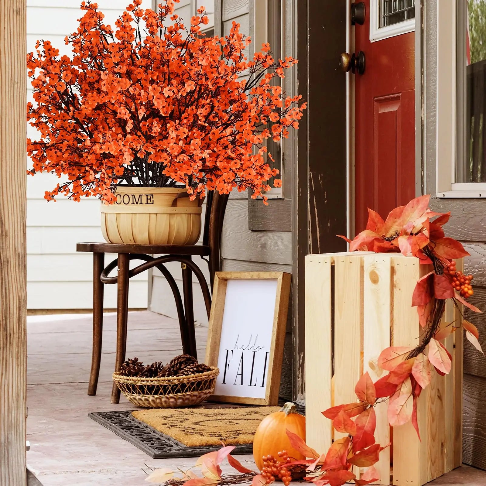 5Pcs Artificial Flowers Fall Babys Breath Fake Plants Home Wedding Centerpiece Table Thanksgiving Party Autumn Room Decorations