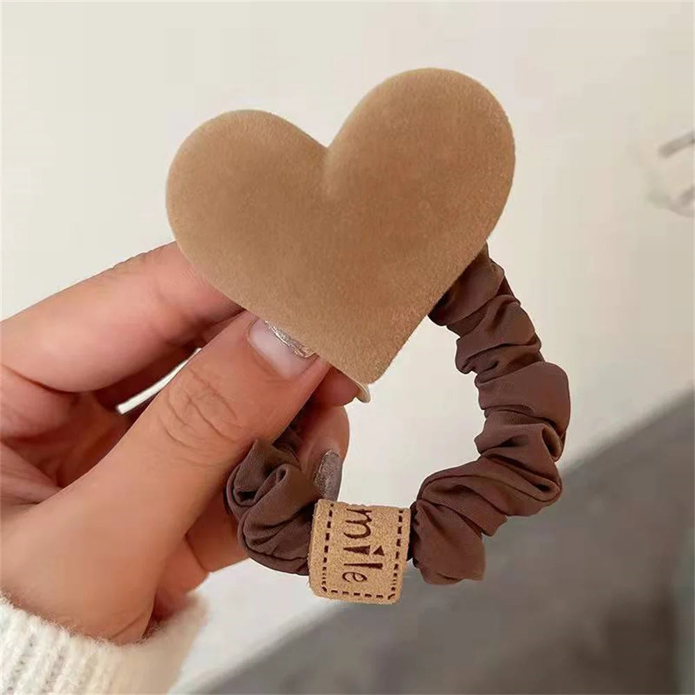 Coffee heart-shaped hair ties