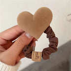 Coffee heart-shaped hair ties