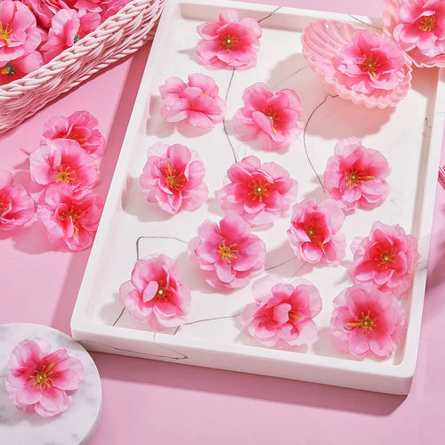 100 Pcs Artificial Cherry Blossom Heads Silk Cloth Petals Mini Cherry Flowers Petals DIY Accessories Home Wedding Party Decor