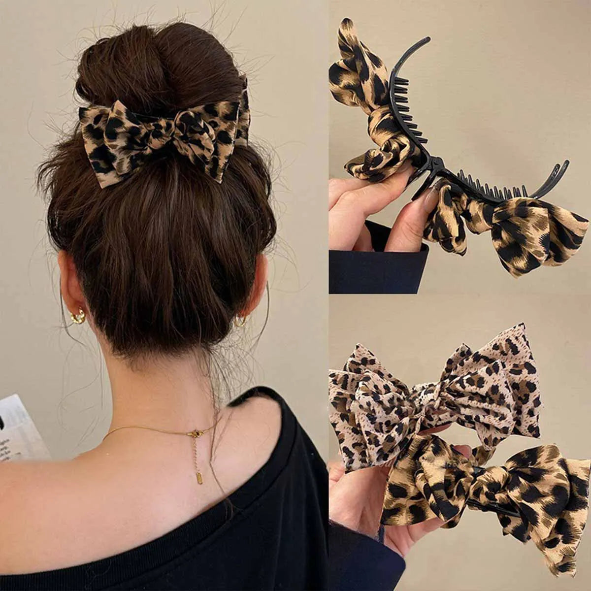 Vintage Leopard Print Bow