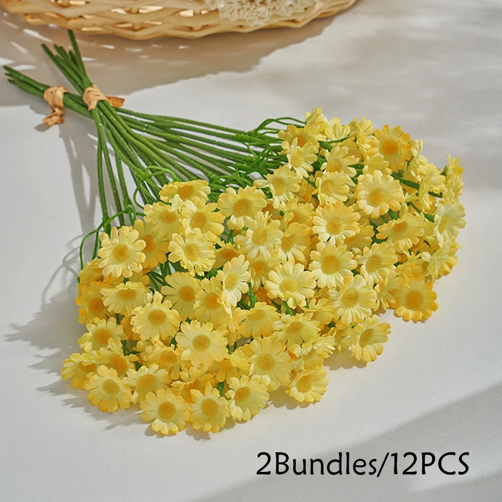 12pcs Artificial Daisy Flowers Small Daisy Fake Flower Bouquet for Valentines Party Table Decoration DIY Home Wedding Decor