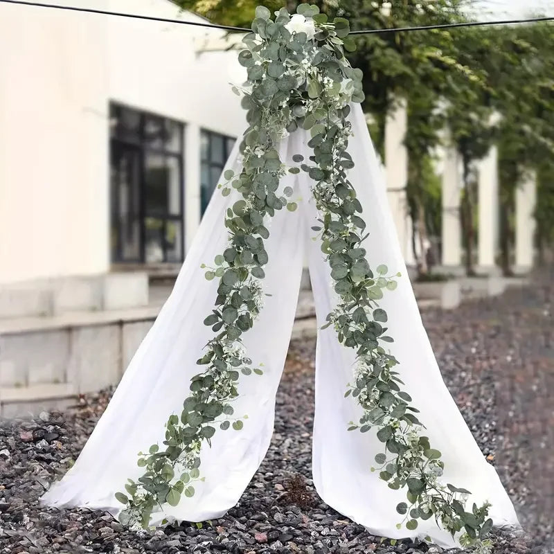 1.8m Artificial Flowers Eucalyptus Garland Greenery Fake Hanging Vines for Weddings Home Garden Outdoor Garden Arch Wall Decor