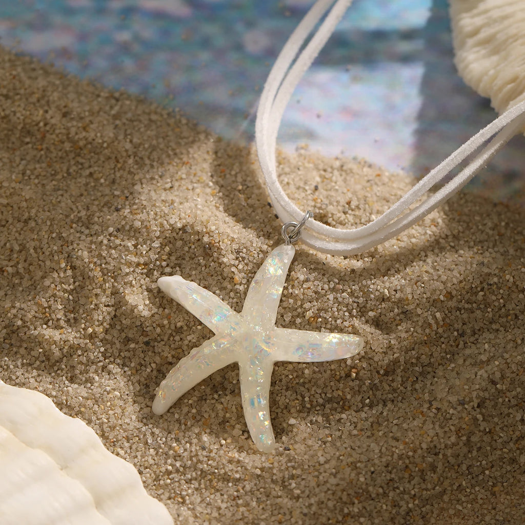y2k Large Resin Starfish Pendant Necklace for Women Trendy Summer Beach Vacation Jewelry on Neck 2023 Fashion Accessories Female