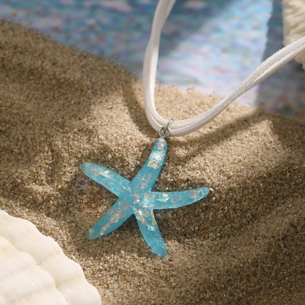 y2k Large Resin Starfish Pendant Necklace for Women Trendy Summer Beach Vacation Jewelry on Neck 2023 Fashion Accessories Female