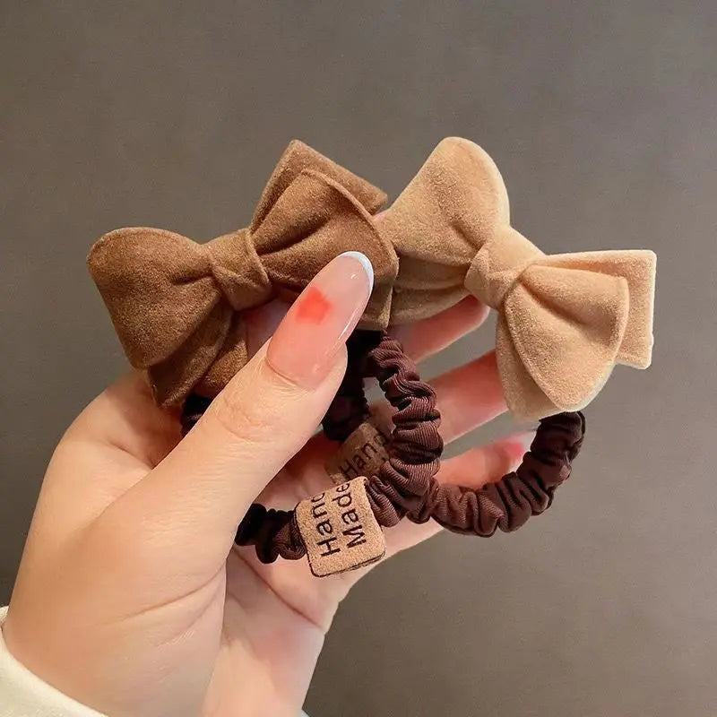 Coffee heart-shaped hair ties