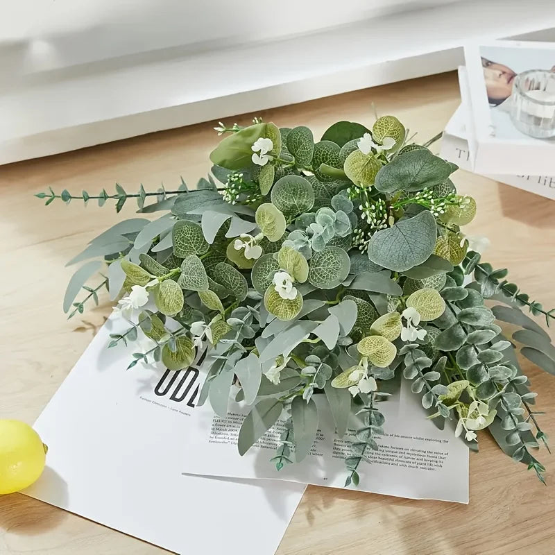 50PCS Artificial Flowers Bouquets Mixed Eucalyptus Leaves Willow Silver Eucalyptus Cuttings for Wedding Floral DIY Home Decor
