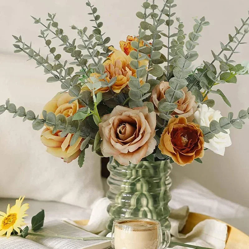 10pc Artificial Eucalyptus Leaves Eucalyptus Stems for Home Flowers Bouquet Centerpiece Wedding Decoration Christmas Decor