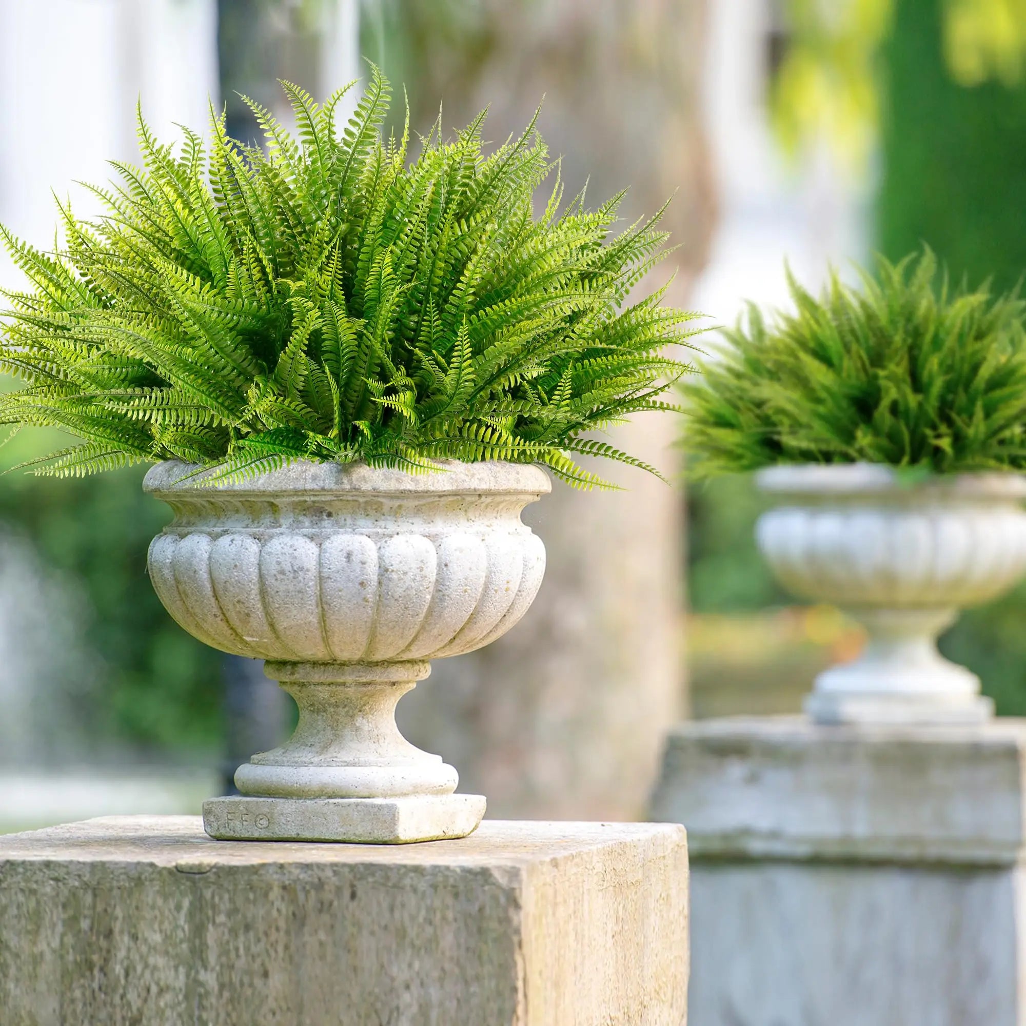 4 Bundles Artificial Plants Fake Boston Ferns Bushes Faux Shrubs Greenery UV Resistant Plant for Home Garden Outdoor Yard Decor