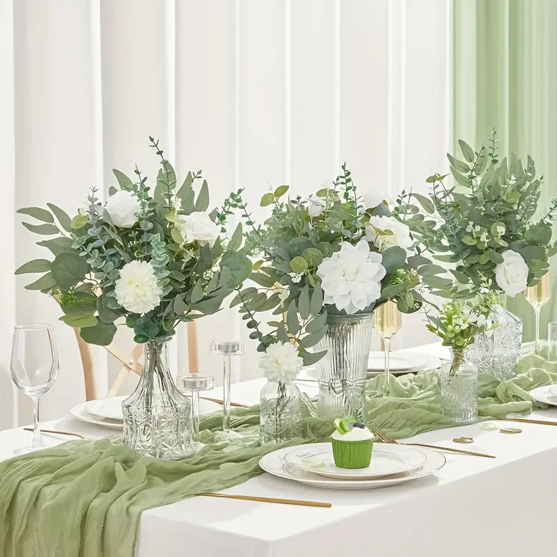 50PCS Artificial Flowers Bouquets Mixed Eucalyptus Leaves Willow Silver Eucalyptus Cuttings for Wedding Floral DIY Home Decor